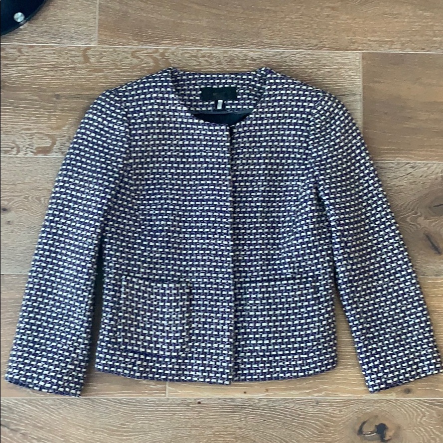 Jcrew Purple White And Black Tweed Jacket Size 00